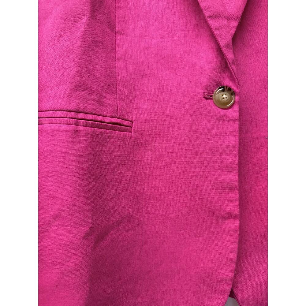 new J CREW hot pink Holland barbie fuchsia linen cotton single button blazer - Picture 4 of 8